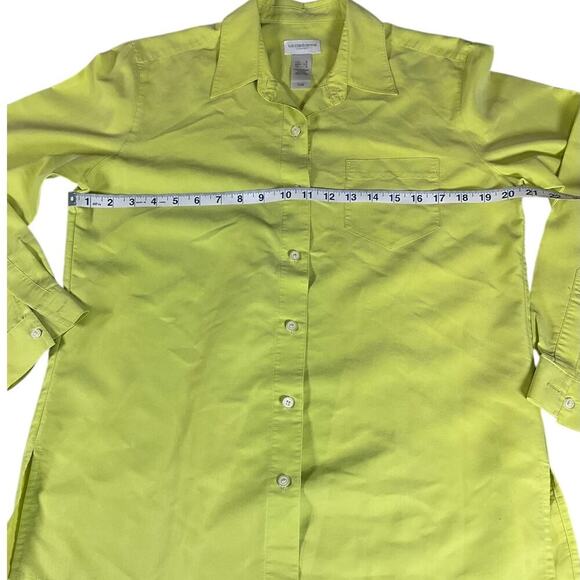 Liz Claiborne Liz Sport Women's Lime Green Blouse Long Sleeve Button Down Small - Picture 9 of 9